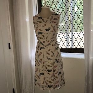 Handmade feather print knee length dress